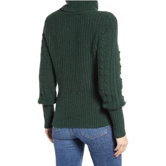 RACHEL PARCELL NEW $89 Cable‎ & Bobble Turtleneck Sweater Green Park XXS - Picture 2 of 5
